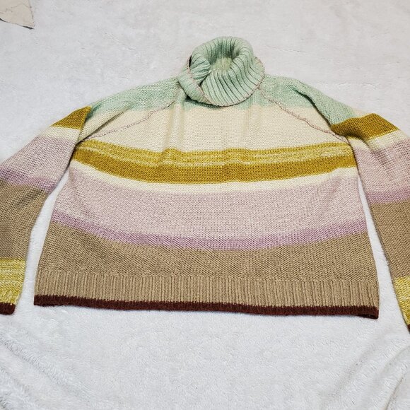 Anthropologie Ee:Some Metallic Turtleneck Fairy Bohemian Cropped Knit Sweater M - Picture 1 of 9